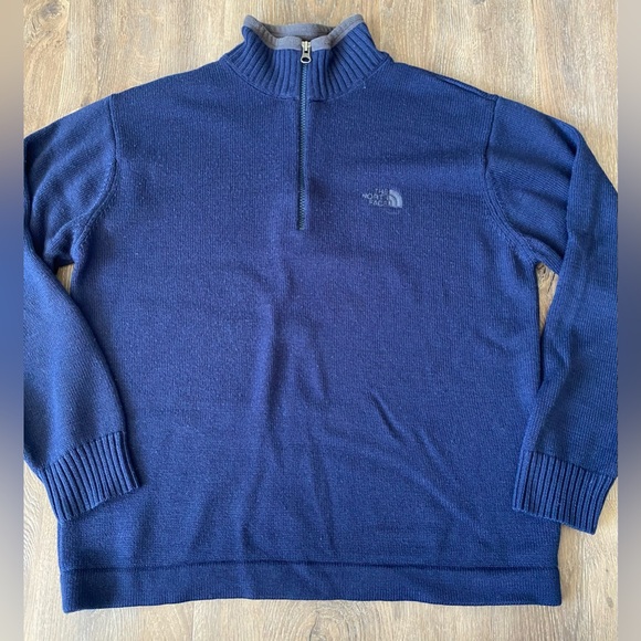 ☘️The North Face A5 series, 1/4 zip, wool blend pullover, size medium, blue - Picture 1 of 10